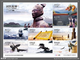 中国风企业文化 团队精神 企业展板