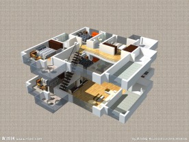 两层户型复式楼房剖面图MAX加MAP