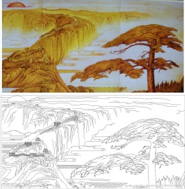 金色山河 松树 山水 长城