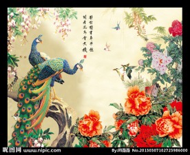 孔雀牡丹图