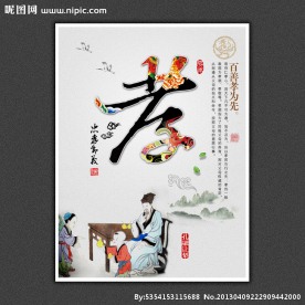 中国风传统文化展板孝