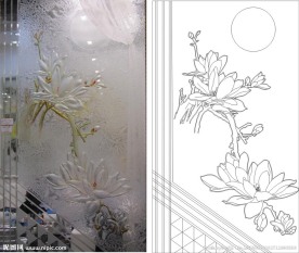 玉兰花 月亮 车刻