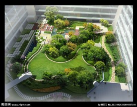 办公楼内庭屋顶花园