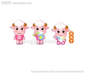 超美的小羊卡通矢量图