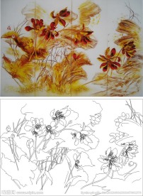 荷 花 抽象红色莲花