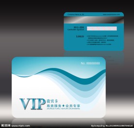 蓝色创意线条会员卡