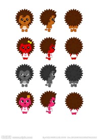 超可爱刺猬家族矢量图