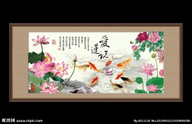 荷花鱼乐图装饰画