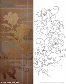 欧式花 牡丹 线条花