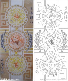 福 牡丹 线条 欧式