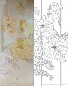 牡丹花 线条图 抽象