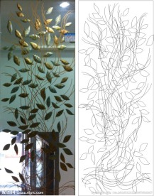 线条图 叶子 金色