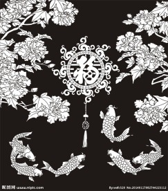 福鱼 鲤鱼 牡丹 福