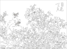 国色天香 牡丹 鸽子 （注路径未闭合）