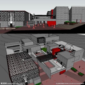 中式文化建筑SU模型