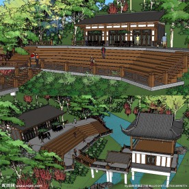 中式古建筑景观SU草图