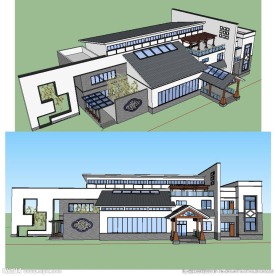 中式办公楼建筑SU草图