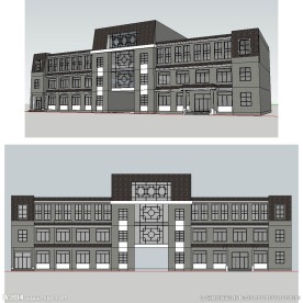 中式办公楼建筑SU草图