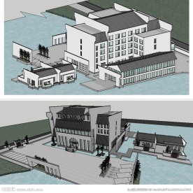 中式会所建筑草图SU模