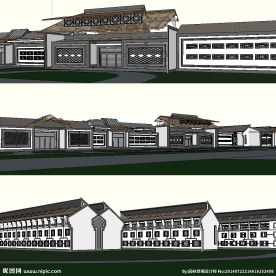 度假村建筑SU草图大师