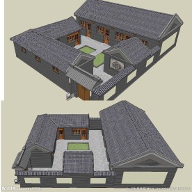 仿古四合院SU草图大师