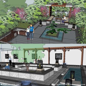 中式庭院合院景观建筑