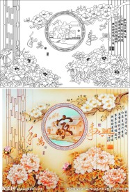 家  牡丹花 艺术玻璃