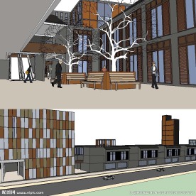 草图大师SU现代商业街