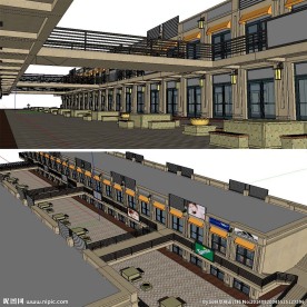 商业购物街SketchUp模