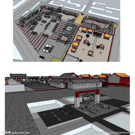 草图大师中式建筑SU建