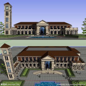 sketchup欧式会所模型