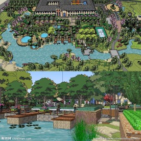 草图大师su度假村公园