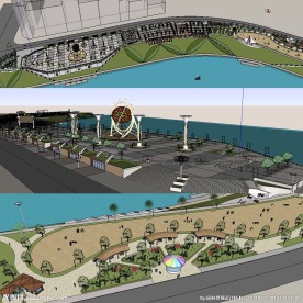 草图大师su滨水公园景