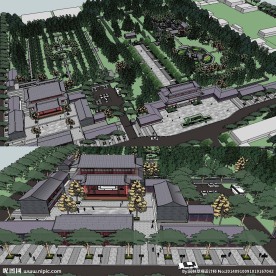 草图大师su中式纪念公园