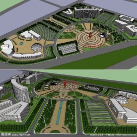 草图大师su城市广场