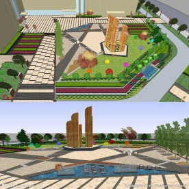 草图大师商业广场景观