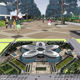 草图大师市民广场景观