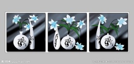 百合花无框画烤瓷浮雕