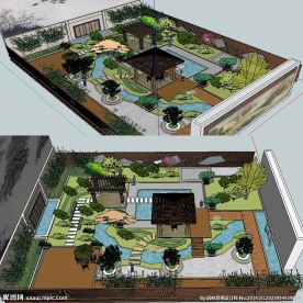 su庭院花园景观模型