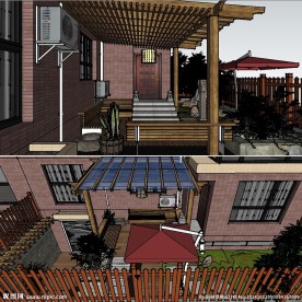 sketchup私家花园景观