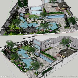 sketchup中式庭院模型