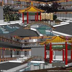 土家室内花园景观模型