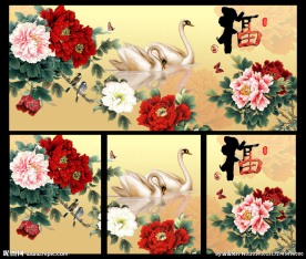 无框画 花开富贵