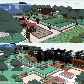 简约屋顶花园草图大师