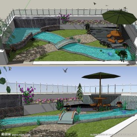 屋顶花园草图大师SU模