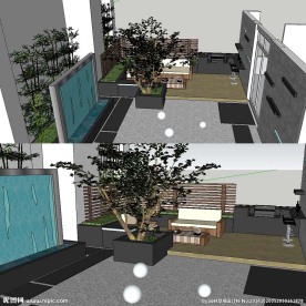 天台花园草图大师SU模