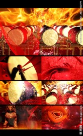 中国红击鼓舞台背景视频