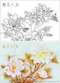 国色天香  双线牡丹花