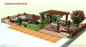 别墅后院景观绿化效果图