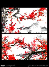 水墨梅花高清背景视频